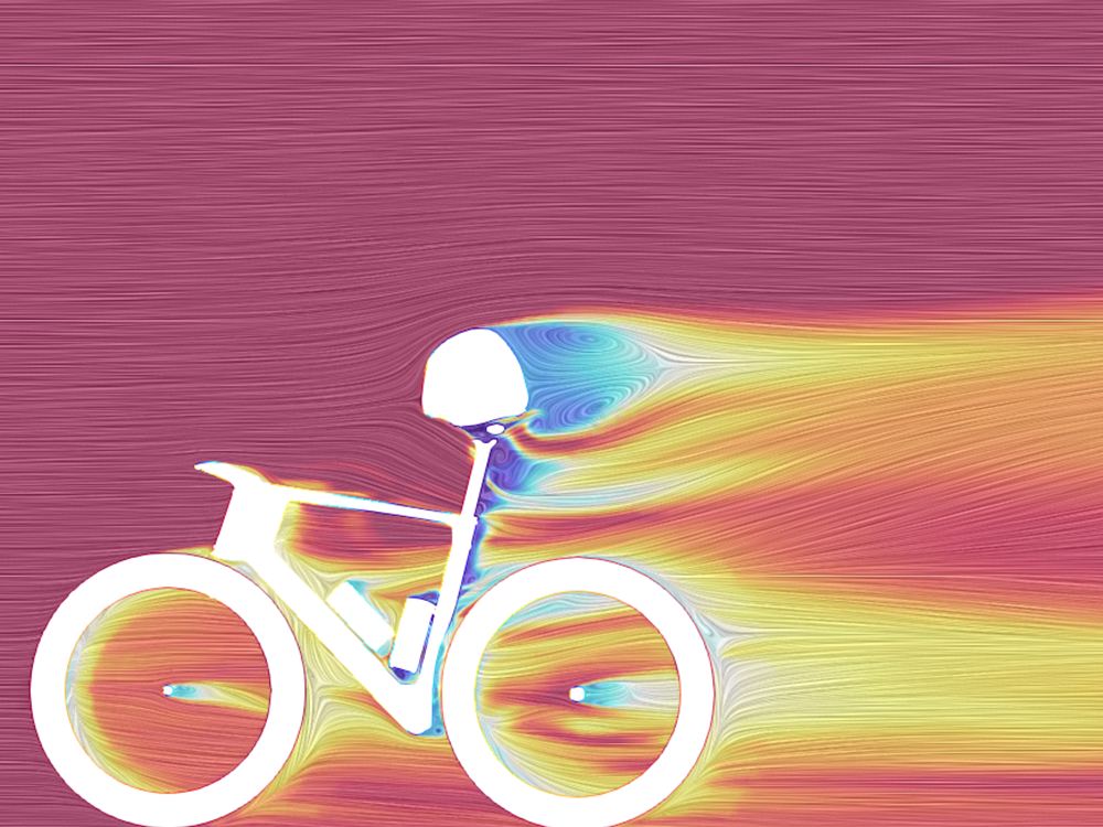CFD side slice of total pressure in the wake of rider and bike